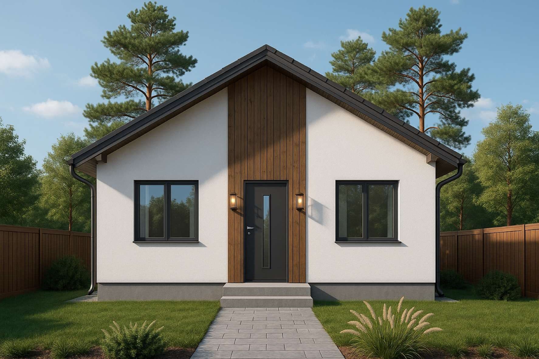 Тип 3, 76 м² — 3D-визуализация: главный фасад