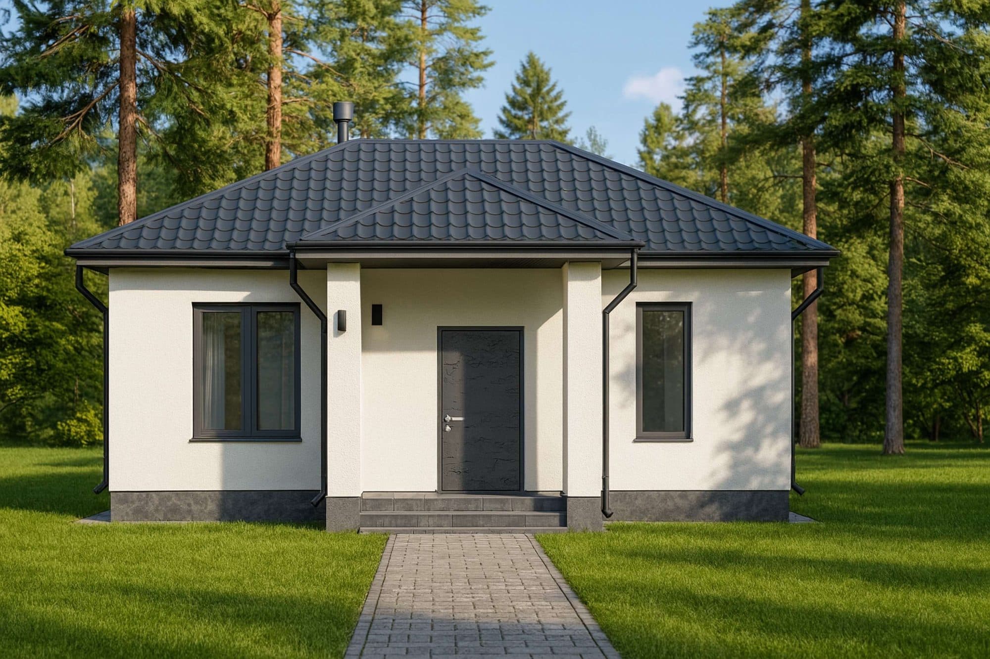 Тип 10, 60 м² — 3D-визуализация: главный фасад