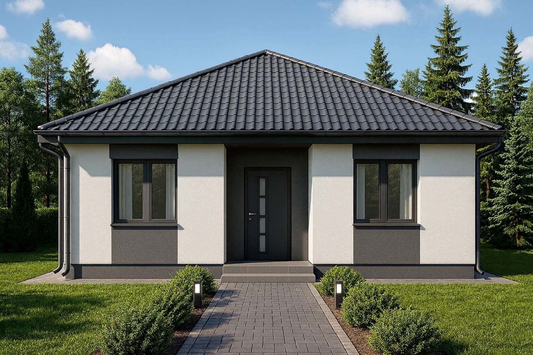 Тип 14, 67 м² — 3D-визуализация: главный фасад
